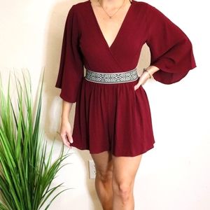 Dress for the Holidays - Burgundy Jumpsuit